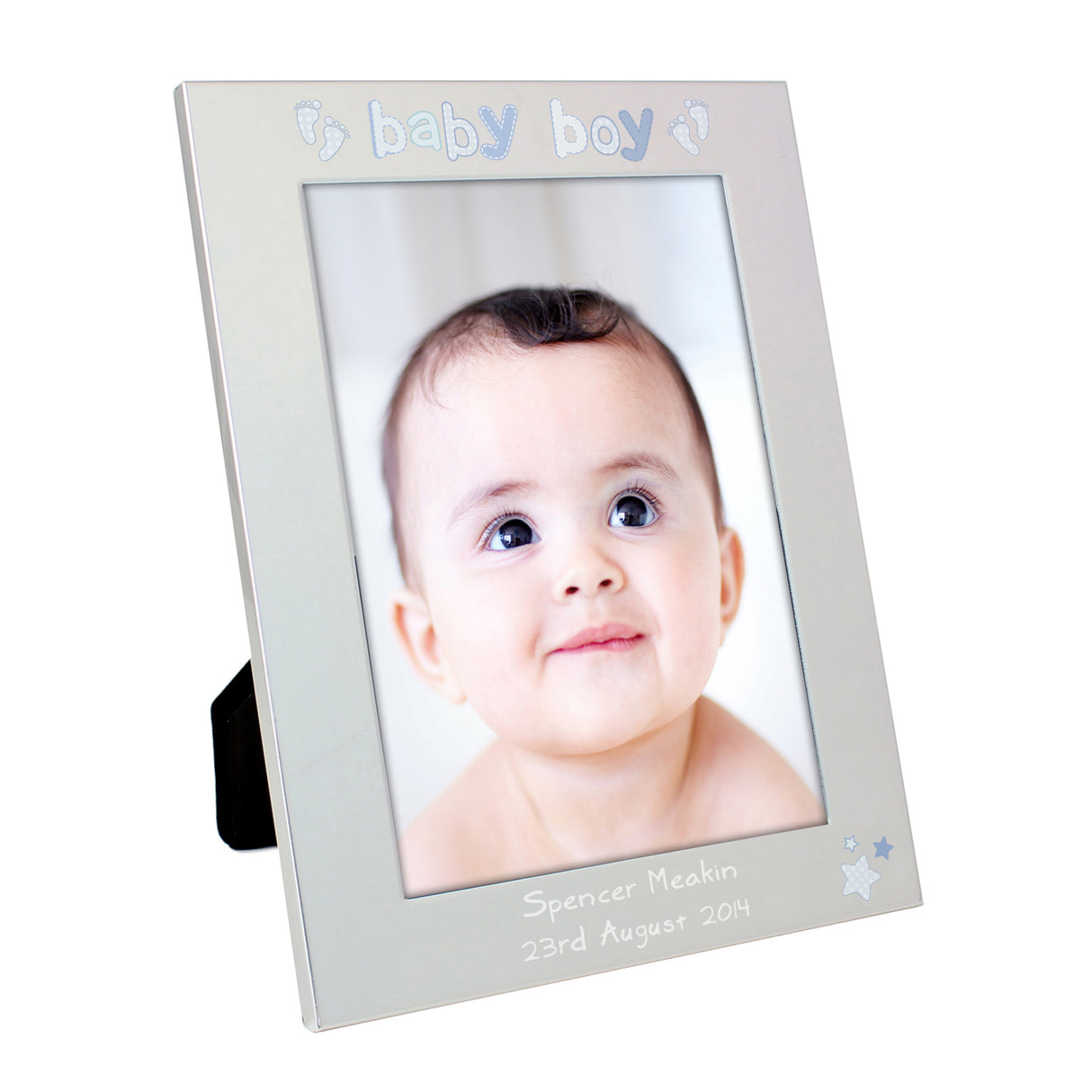 Personalised Silver Baby Boy Photo Frame 5x7: 2 - Photo Frames By Gift Moments