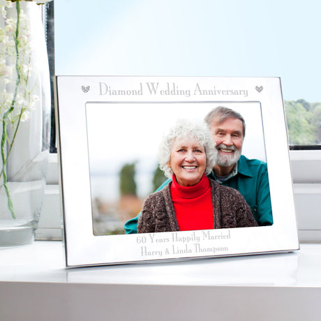 Personalised Silver Diamond Anniversary Photo Frame: 1 - Photo Frames By Gift Moments