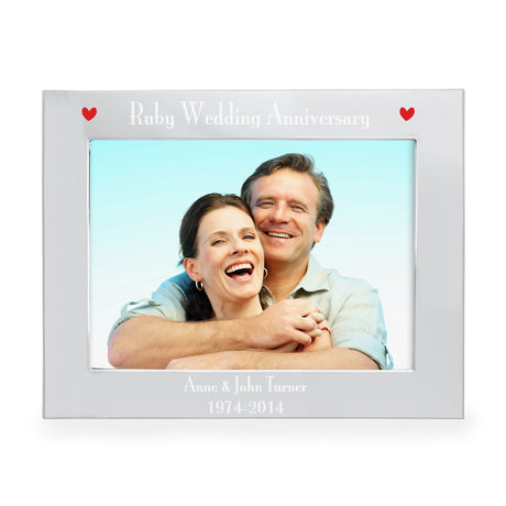 Personalised 5x7 Ruby Anniversary Landscape Photo Frame