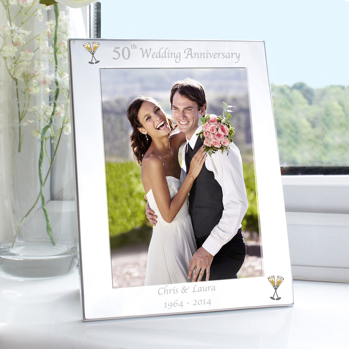 Personalised Silver 50th Wedding Anniversary Frame: 1 - Photo Frames By Gift Moments