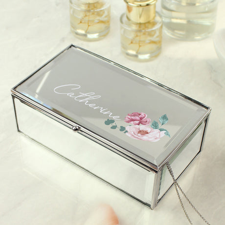 Personalised Floral Mirrored Jewellery Box: 3 - Jewellery Boxes By Gift Moments