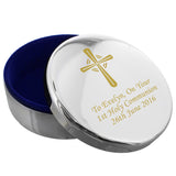 Personalised Gold Cross Trinket Box - Ideal For Rosary Beads - Trinket Boxes at Gift Moments