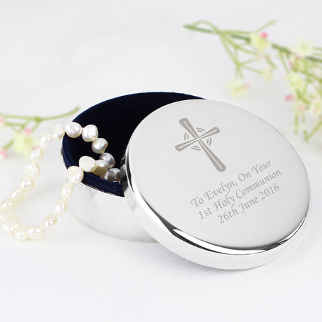 Personalised Silver Cross Trinket Box for Rosary Beads Default Title - Trinket Boxes at Gift Moments