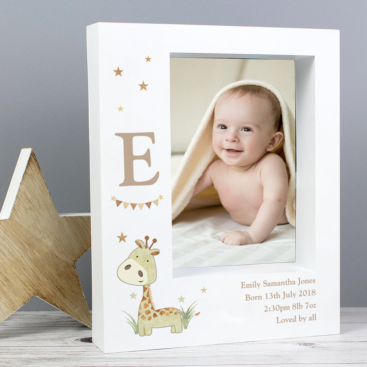 Personalised Hessian Giraffe 5x7 Box Photo Frame Default Title - Photo Frames at Gift Moments