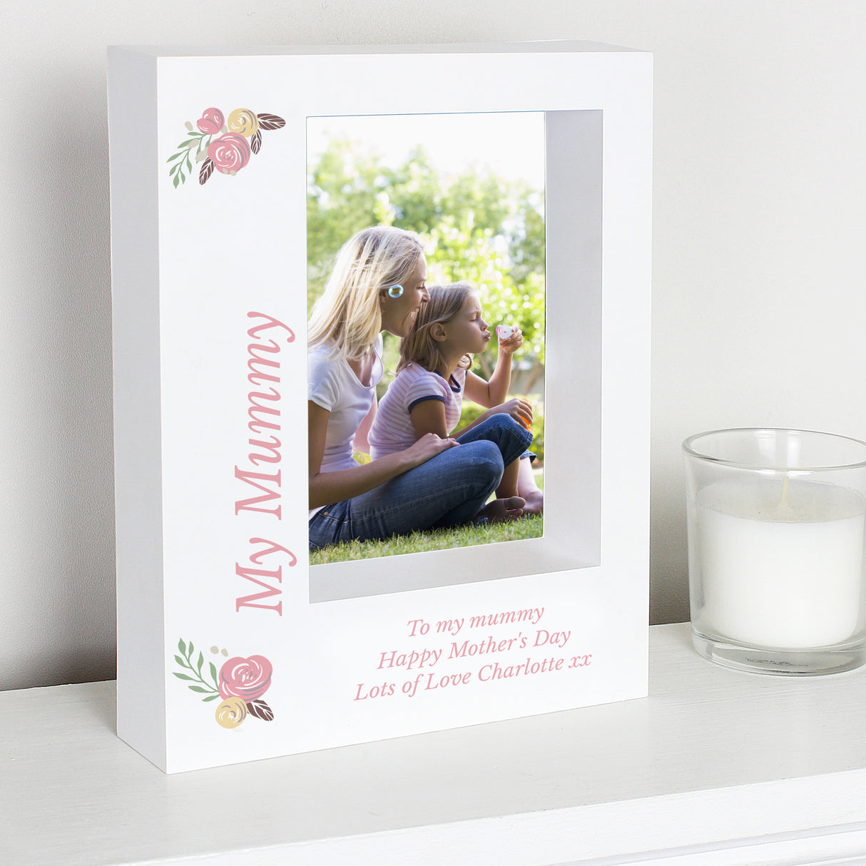 Personalised Floral 5x7 Box Photo Frame: 3 - Photo Frames By Gift Moments