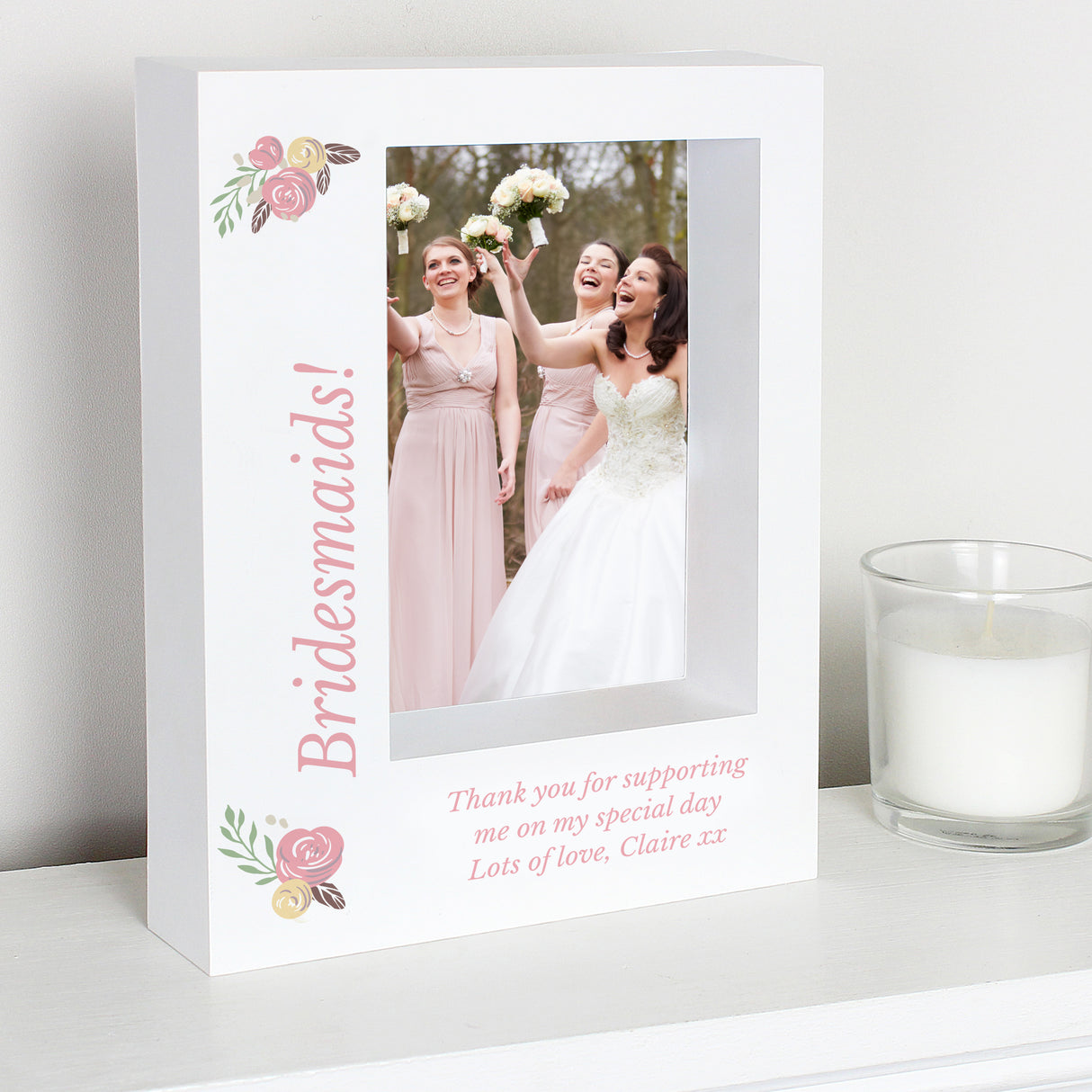 Personalised Floral 5x7 Box Photo Frame: 4 - Photo Frames By Gift Moments