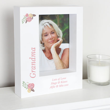 Personalised Floral 5x7 Box Photo Frame: 7 - Photo Frames By Gift Moments