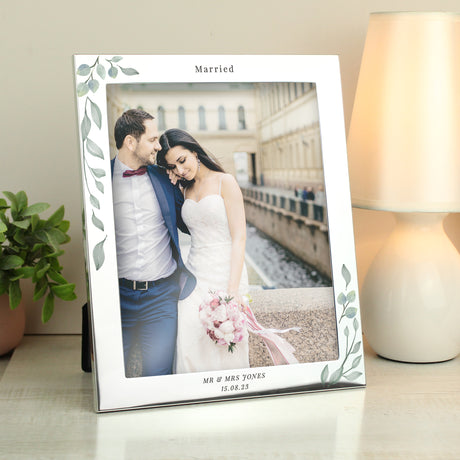 Personalised Botanical 10x8 Silver Photo Frame Default Title - Photo Frames at Gift Moments