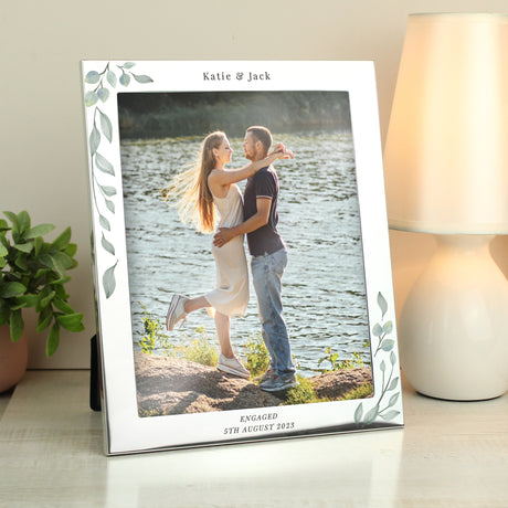 Personalised Botanical 10x8 Silver Photo Frame - Photo Frames at Gift Moments