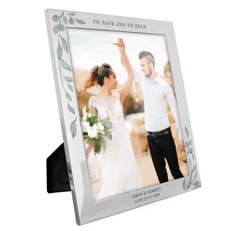 Personalised Botanical 10x8 Silver Photo Frame - Photo Frames at Gift Moments