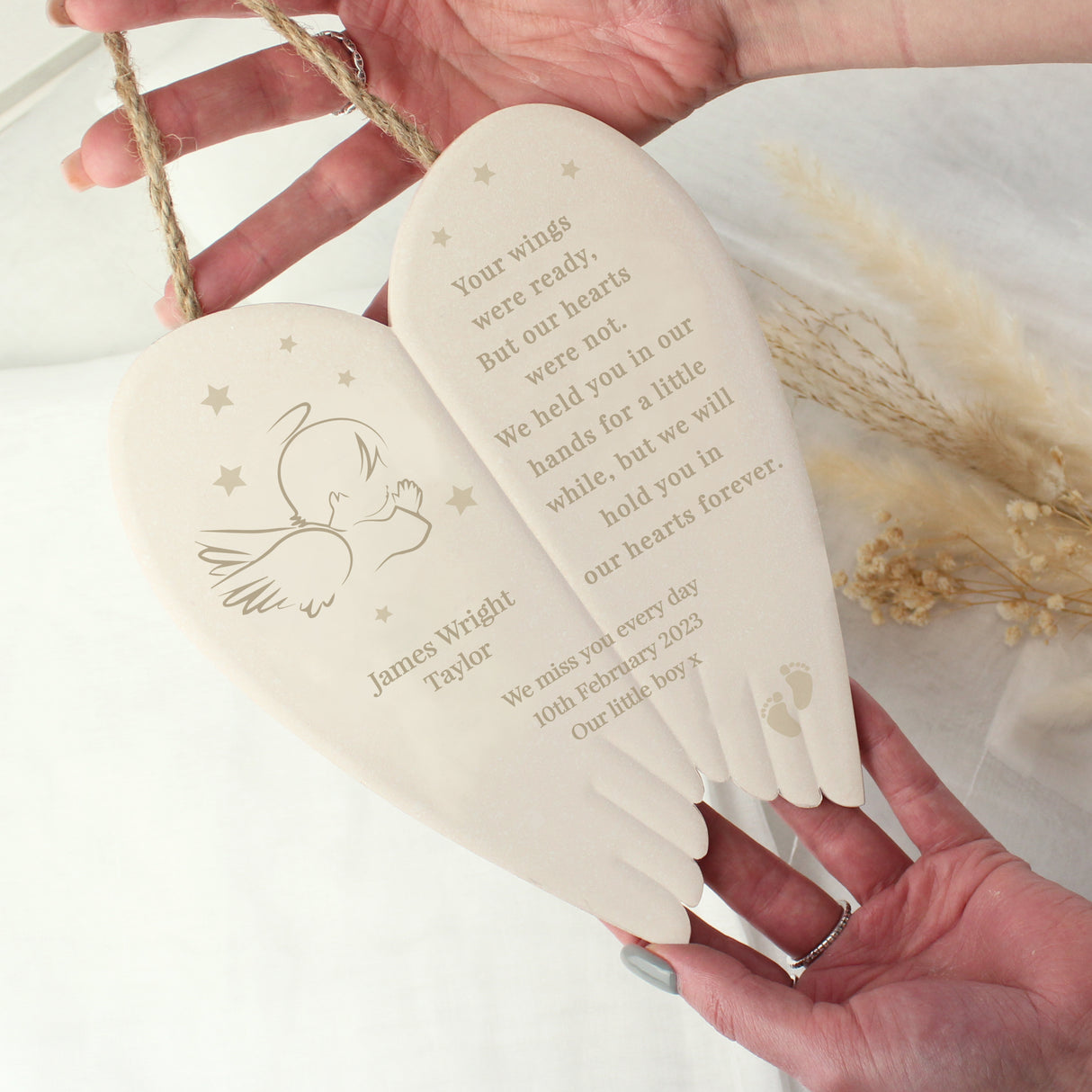 Personalised Little Angel Ceramic Wings Default Title - Memorials at Gift Moments