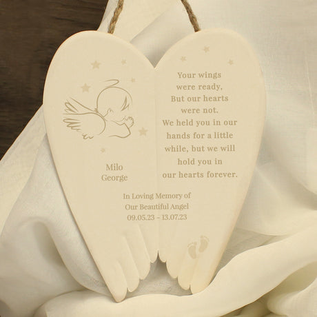 Personalised Little Angel Ceramic Wings - Memorials at Gift Moments