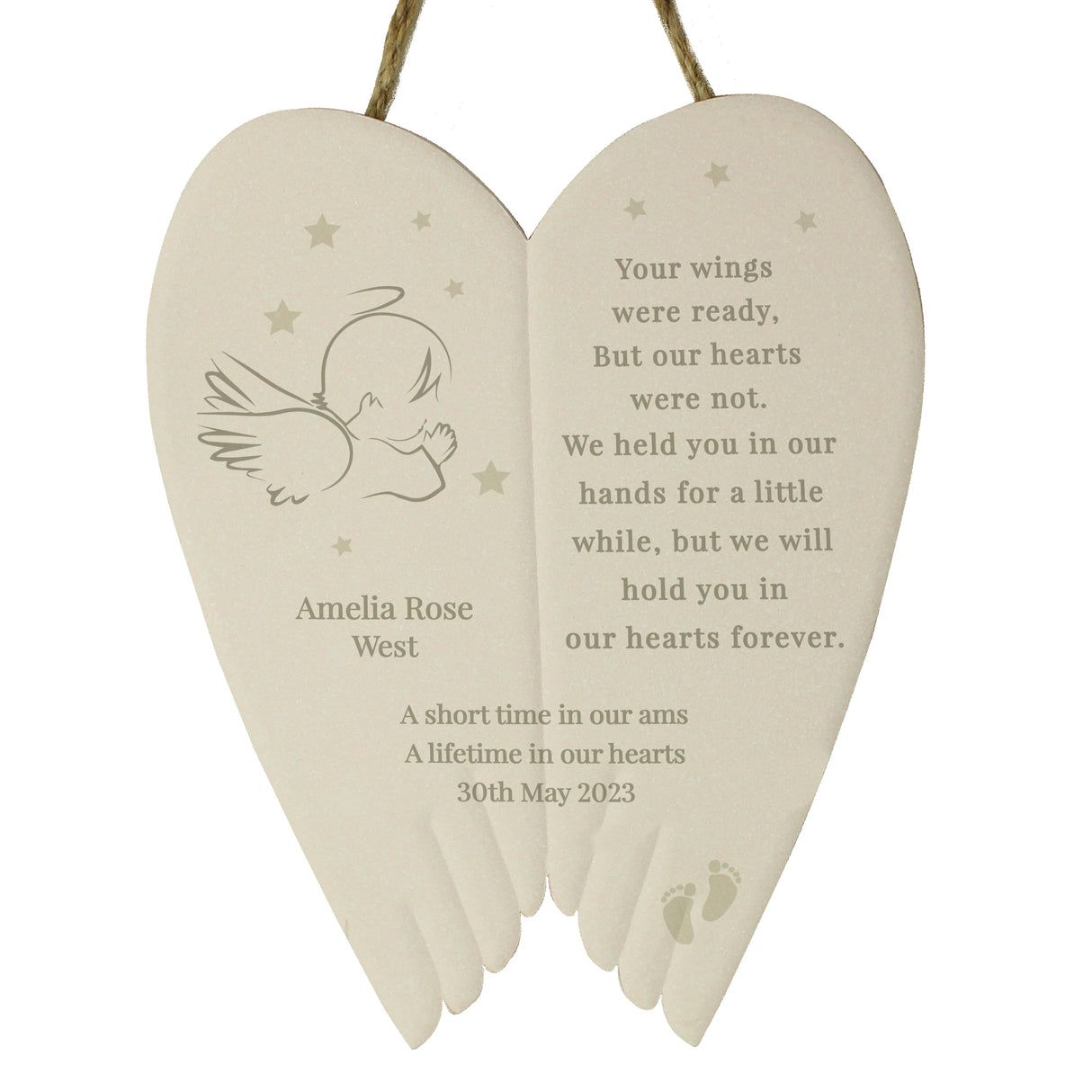 Personalised Little Angel Ceramic Wings - Memorials at Gift Moments