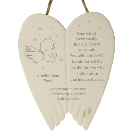 Personalised Little Angel Ceramic Wings - Memorials at Gift Moments