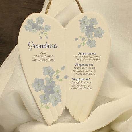 Personalised Forget Me Not Memorial Ceramic Wings - Memorials at Gift Moments