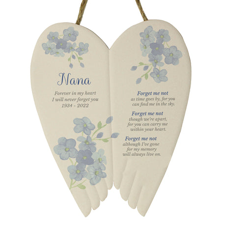 Personalised Forget Me Not Memorial Ceramic Wings - Memorials at Gift Moments