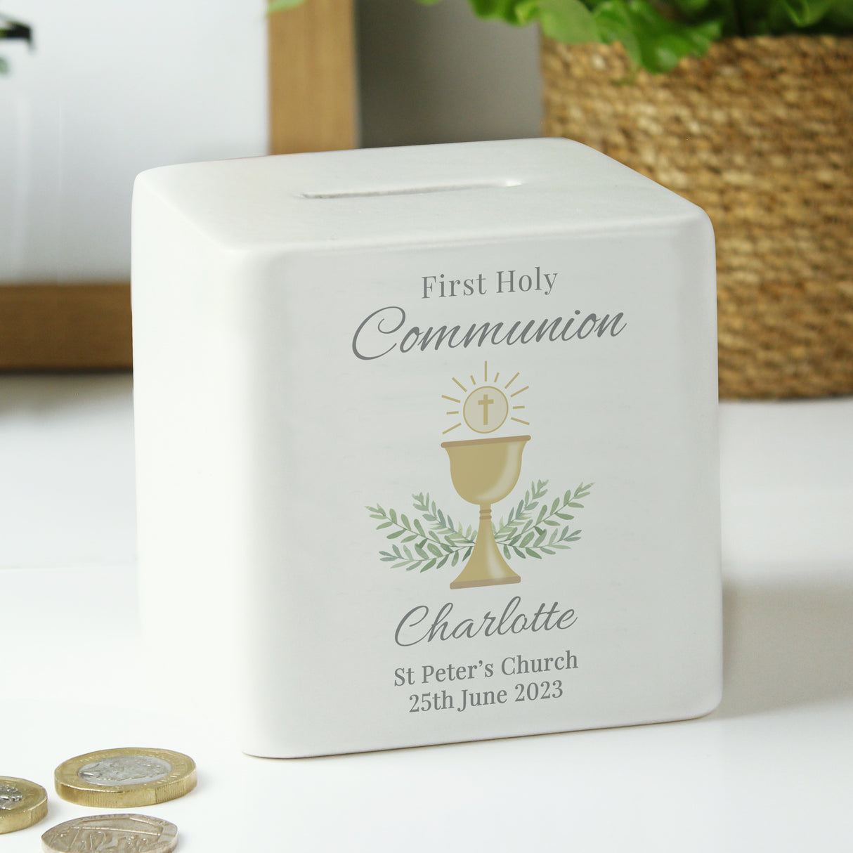 Personalised First Holy Communion Ceramic Square Money Box Default Title - Money Boxes at Gift Moments