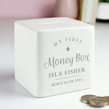 Personalised My First Ceramic Square Money Box - Money Boxes at Gift Moments