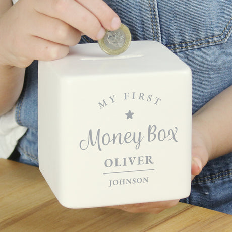 Personalised My First Ceramic Square Money Box - Money Boxes at Gift Moments