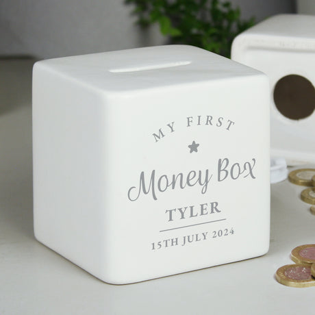 Personalised My First Ceramic Square Money Box - Money Boxes at Gift Moments