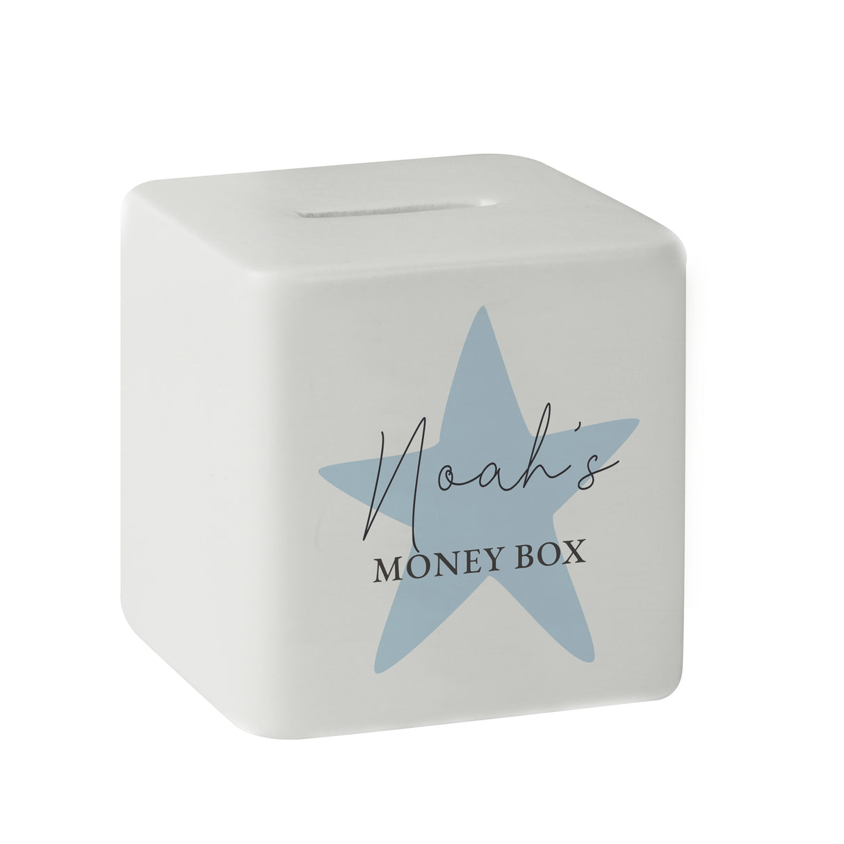 Personalised Blue Star Ceramic Square Money Box - Money Boxes at Gift Moments