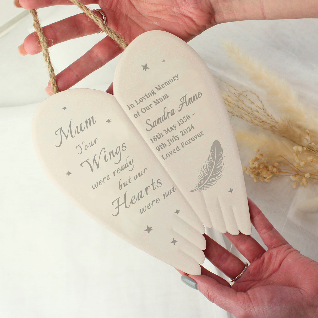 Personalised Memorial Angel Wings Hanging Ornament - Ornaments at Gift Moments