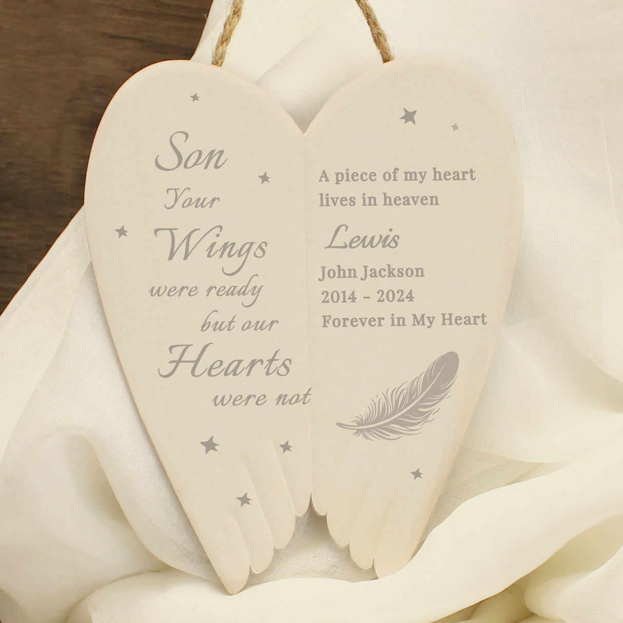 Personalised Memorial Angel Wings Hanging Ornament - Ornaments at Gift Moments