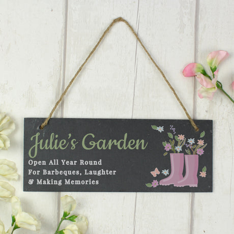 Personalised Floral Garden Slate Sign Default Title - Signs & Plaques at Gift Moments