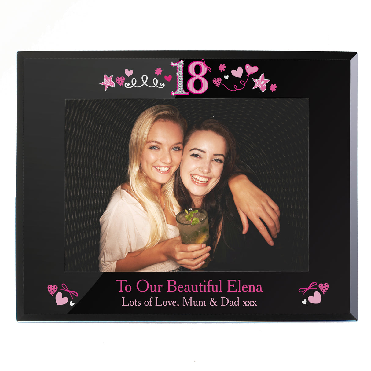 Personalised 18th Birthday Black Glass Frame: 2 - Photo Frames By Gift Moments