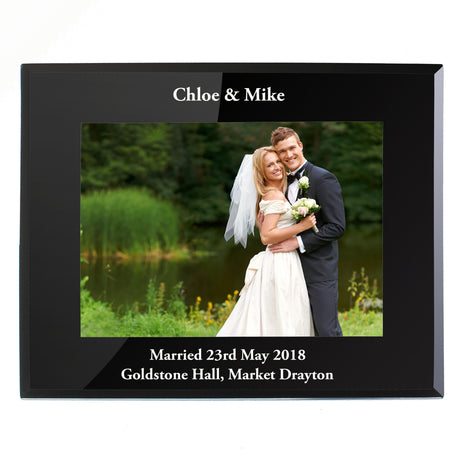 Personalised 5x7 Landscape Black Glass Photo Frame - Photo Frames at Gift Moments