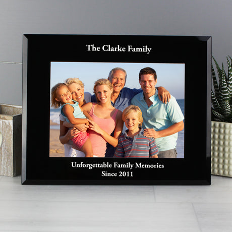 Personalised 5x7 Landscape Black Glass Photo Frame - Photo Frames at Gift Moments