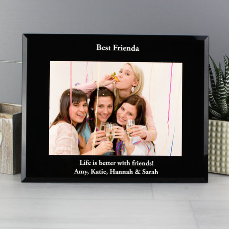 Personalised 5x7 Landscape Black Glass Photo Frame - Photo Frames at Gift Moments