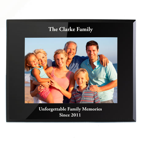 Personalised 5x7 Landscape Black Glass Photo Frame - Photo Frames at Gift Moments