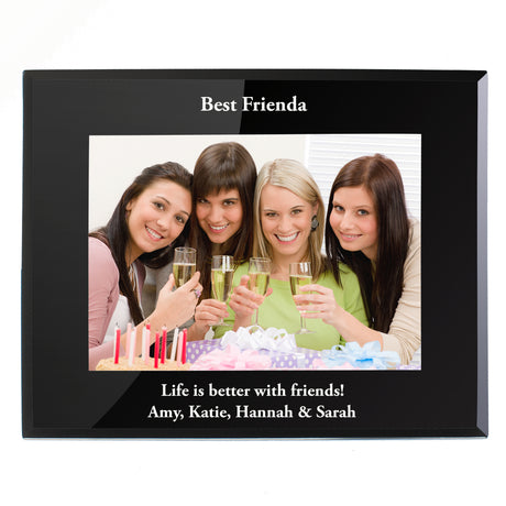 Personalised 5x7 Landscape Black Glass Photo Frame - Photo Frames at Gift Moments