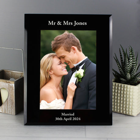 Personalised 5x7 Black Glass Photo Frame: 3 - Photo Frames By Gift Moments