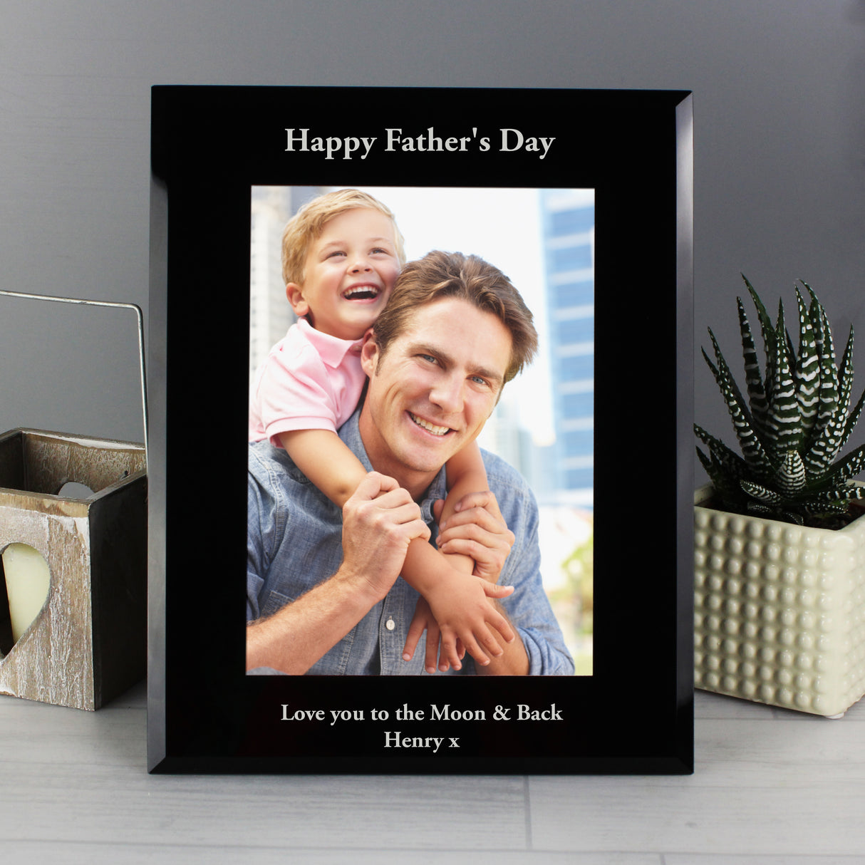 Personalised 5x7 Black Glass Photo Frame: 6 - Photo Frames By Gift Moments