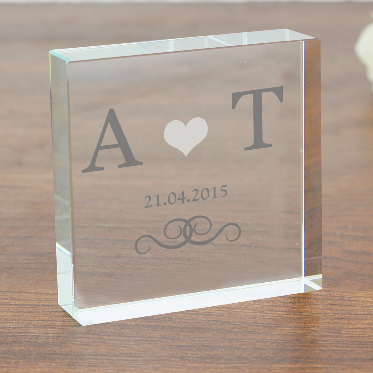 Personalised Silver Monogram Crystal Token - Crystal Tokens at Gift Moments