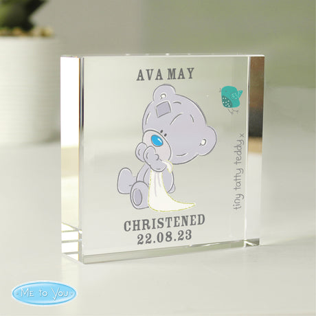 Personalised Tiny Tatty Teddy Christening Crystal Token Default Title - Crystal Tokens at Gift Moments