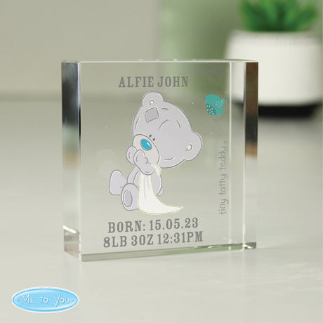 Personalised Tiny Tatty Teddy Christening Crystal Token - Crystal Tokens at Gift Moments