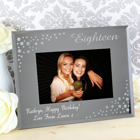 Personalised Eighteen Diamante Glass Photo Frame: 1 - Photo Frames By Gift Moments