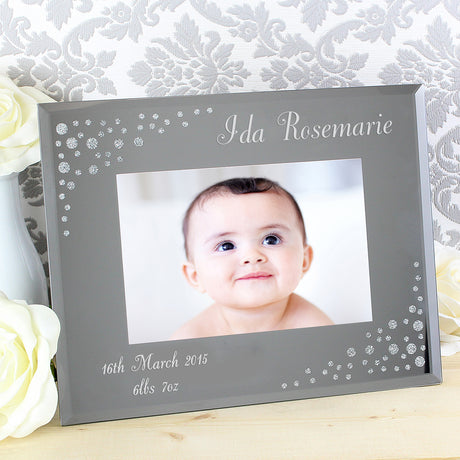 Personalised Any Message 6x4 Landscape Diamante Glass Photo Frame - Photo Frames at Gift Moments