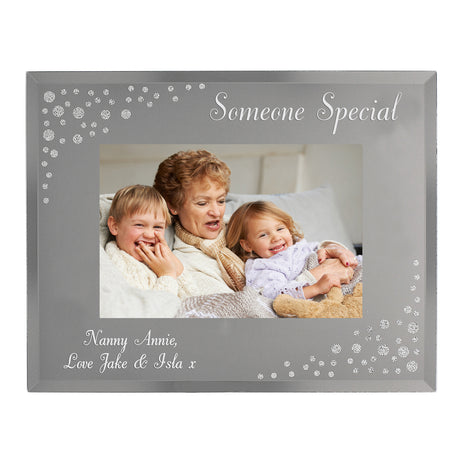 Personalised Any Message 6x4 Landscape Diamante Glass Photo Frame - Photo Frames at Gift Moments