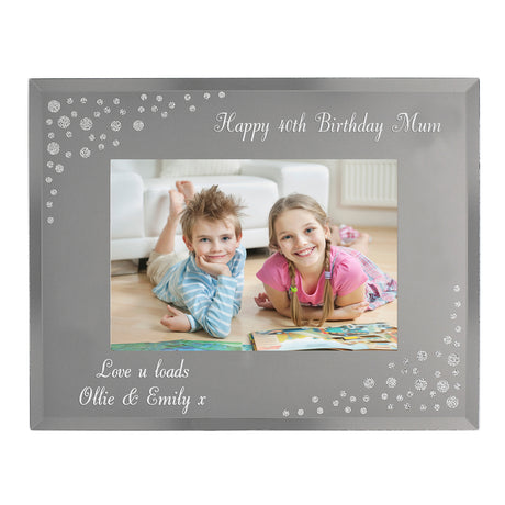 Personalised Any Message 6x4 Landscape Diamante Glass Photo Frame - Photo Frames at Gift Moments