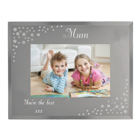 Personalised Any Message 6x4 Landscape Diamante Glass Photo Frame - Photo Frames at Gift Moments