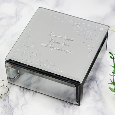 Personalised Any Message Diamante Glass Trinket Box - Trinket Boxes at Gift Moments