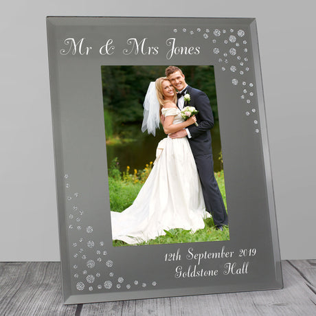 Personalised Any Message 6x4 Diamante Glass Photo Frame - Photo Frames at Gift Moments