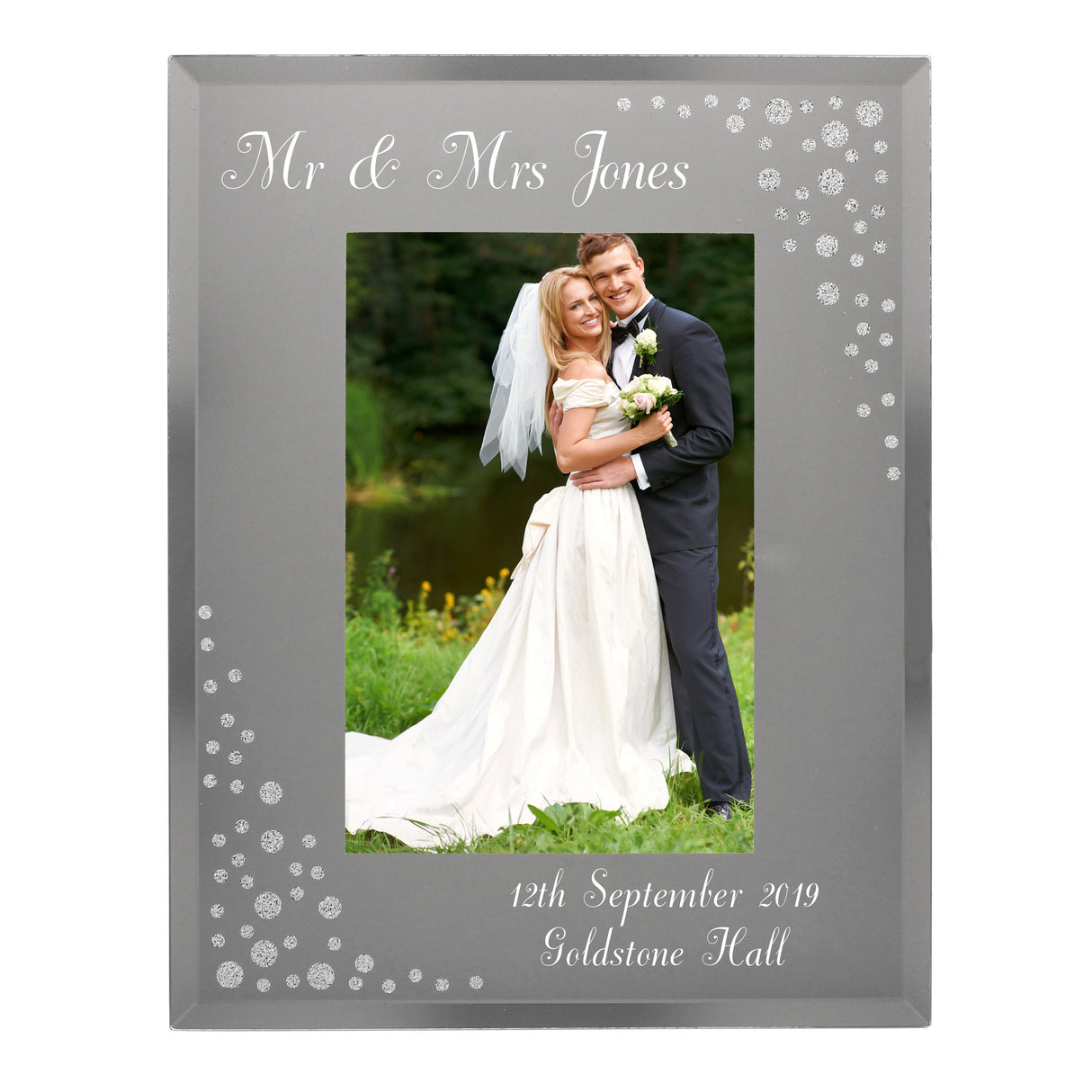 Personalised Any Message 6x4 Diamante Glass Photo Frame - Photo Frames at Gift Moments