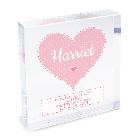 Personalised Stitch & Dot Baby Girl Crystal Token - Crystal Tokens at Gift Moments