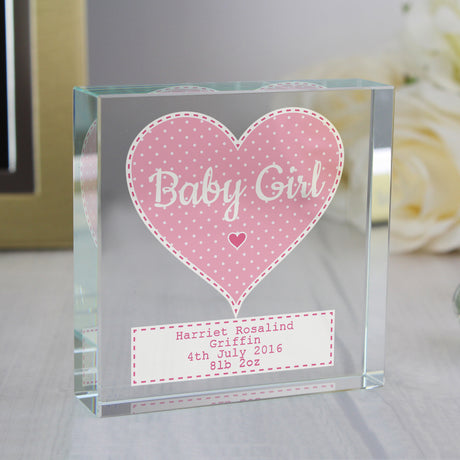 Personalised Stitch & Dot Baby Girl Crystal Token - Crystal Tokens at Gift Moments