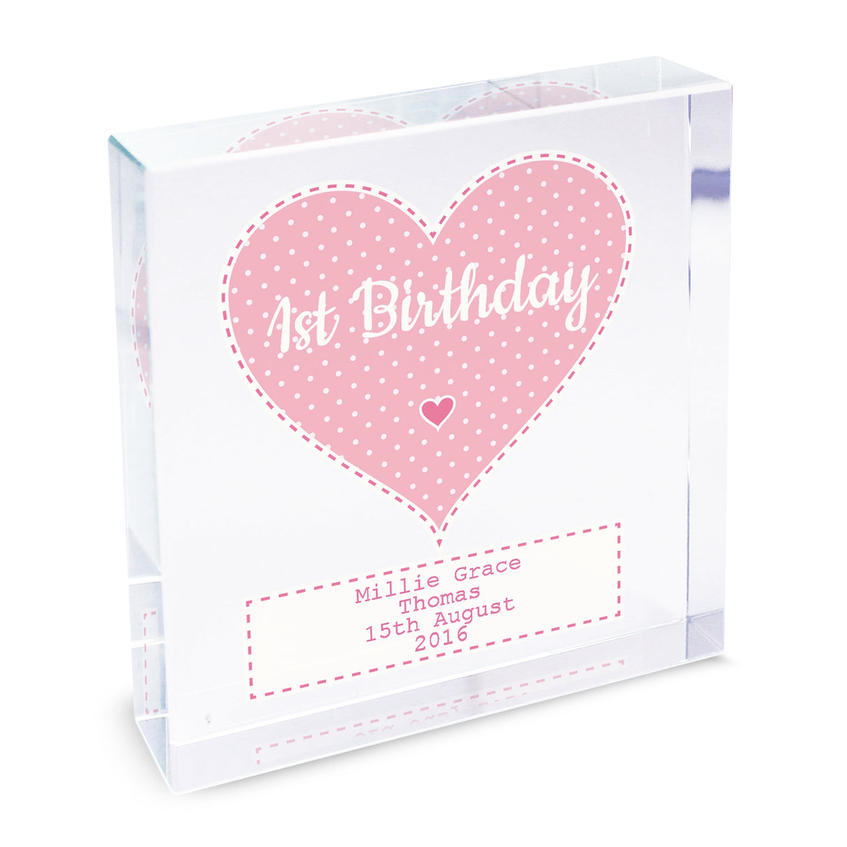 Personalised Stitch & Dot Baby Girl Crystal Token - Crystal Tokens at Gift Moments